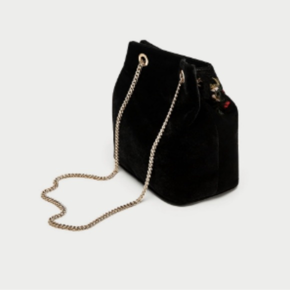 Zara Embroidered black velvet Bag - Picture 5 of 14
